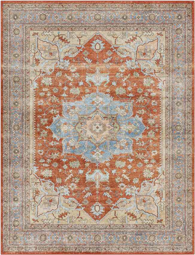 Park Ridge Traditional Burnt Orange Washable Area Rug