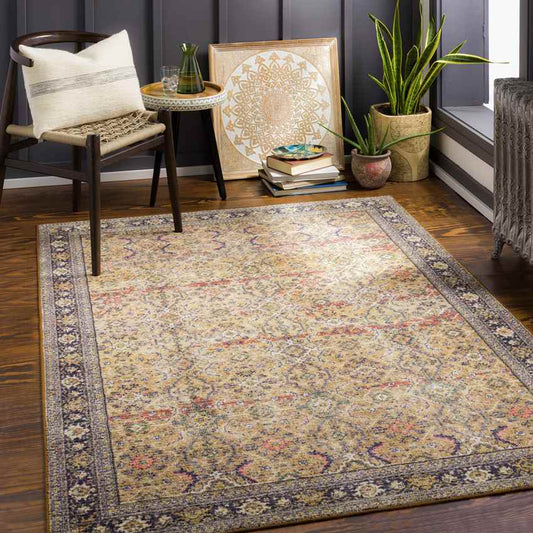 Paw Paw Traditional Tan Washable Area Rug