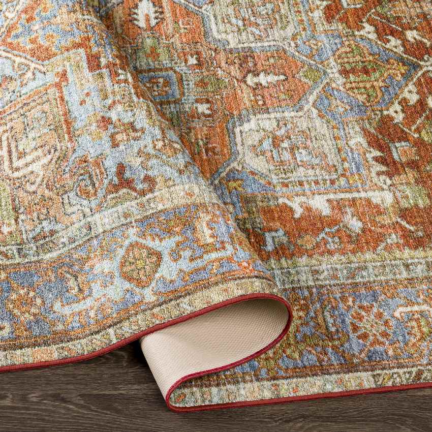 Peoria Heights Traditional Burnt Orange Washable Area Rug