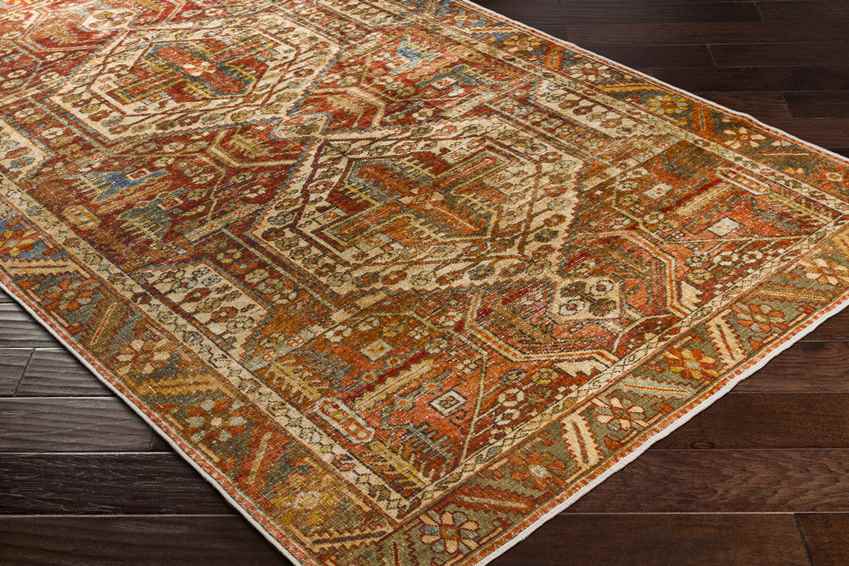 St David Global Burnt Orange Washable Area Rug