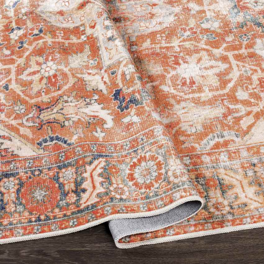 St Jacob Traditional Burnt Orange Washable Area Rug