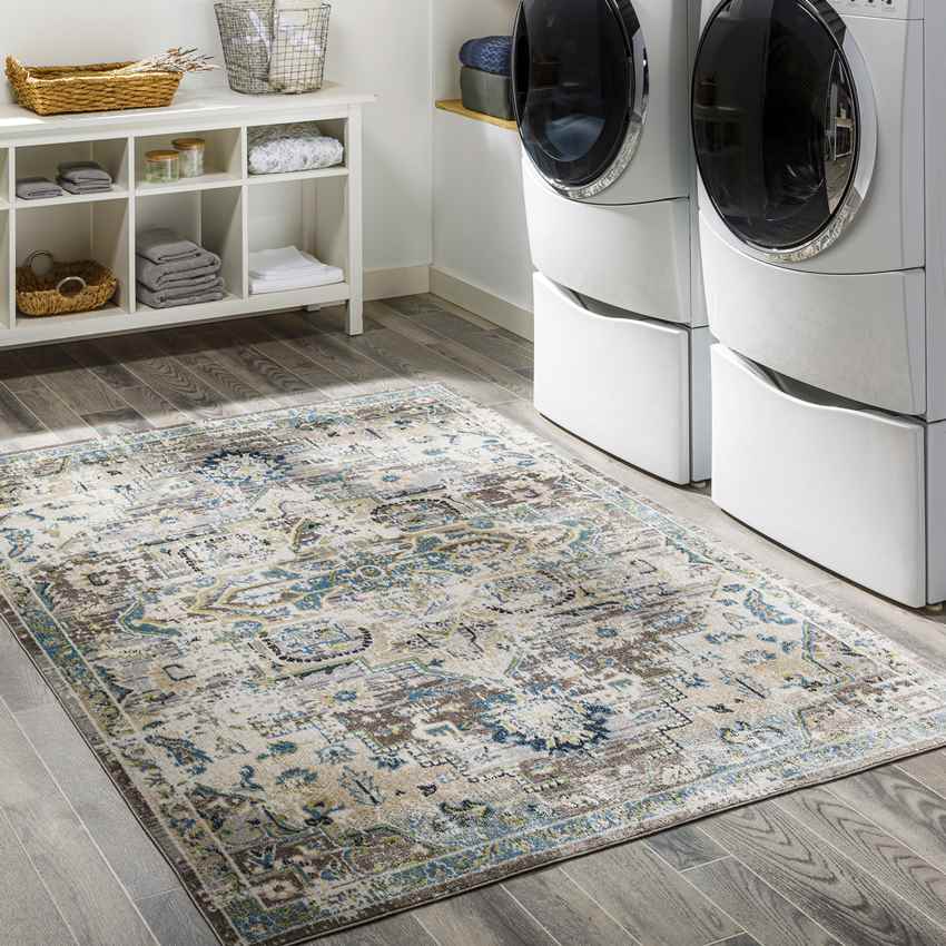 Santa Claus Traditional Taupe Washable Area Rug