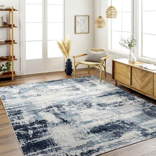 Shadeland Traditional Denim Washable Area Rug