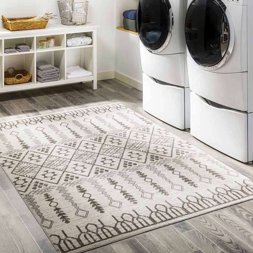 Sharpsville Cottage Beige Washable Area Rug