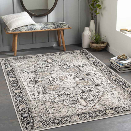 West Baden Traditional Beige Washable Area Rug