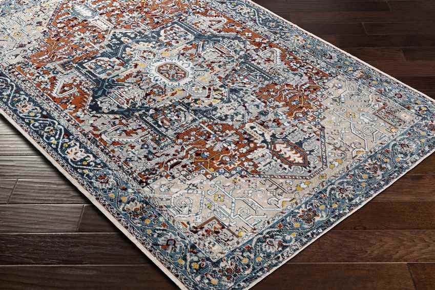 West Baden Traditional Burnt Orange Washable Area Rug