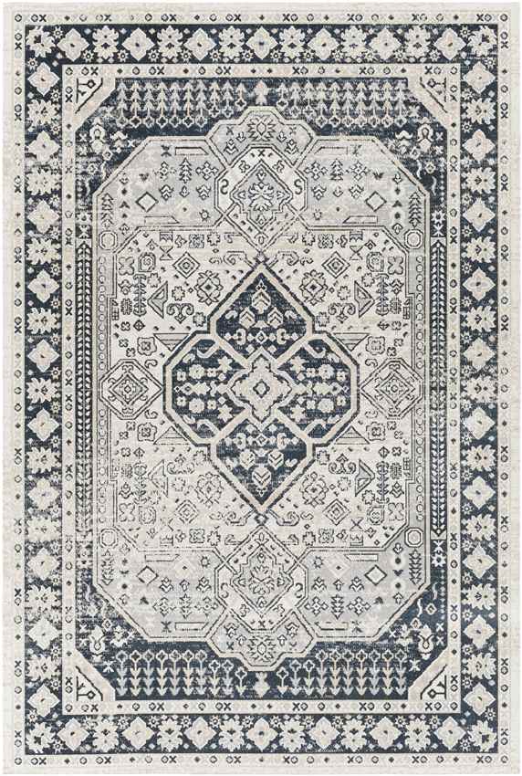 West College Traditional Light Gray Washable Area Rug