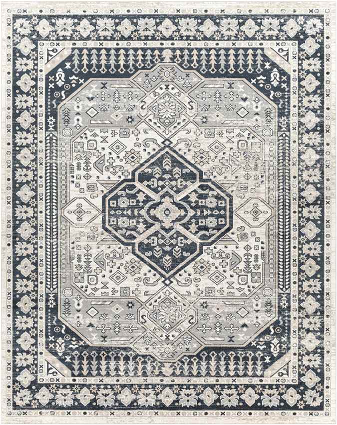 West College Traditional Light Gray Washable Area Rug