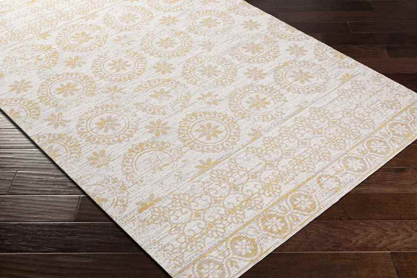 William Traditional Beige Washable Area Rug