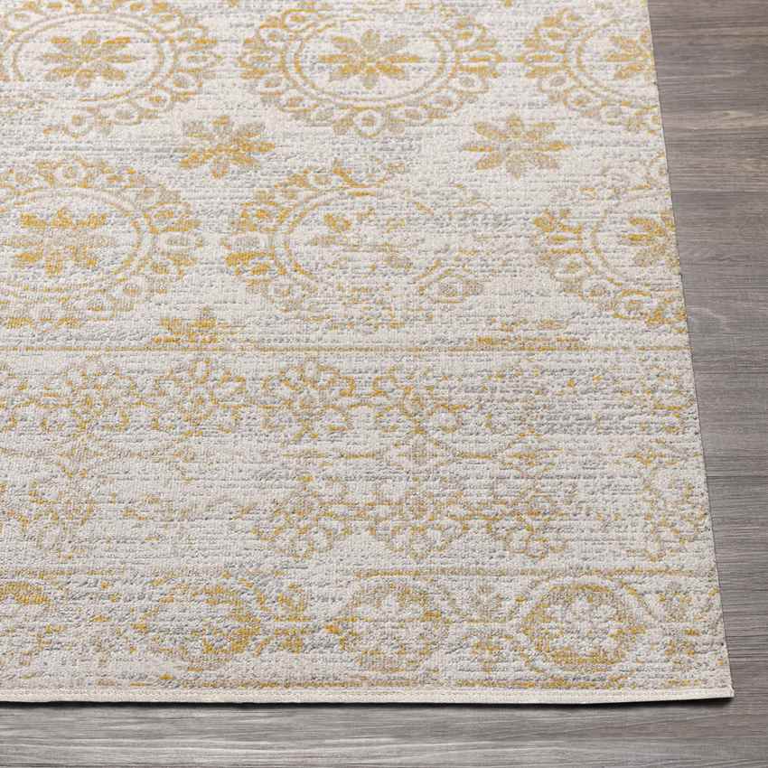 William Traditional Beige Washable Area Rug