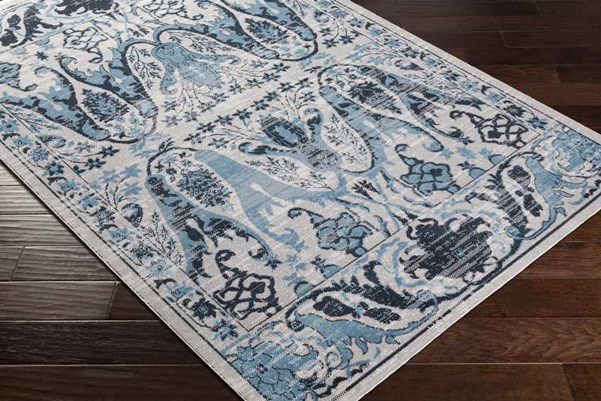 West Lebanon Traditional Navy Washable Area Rug