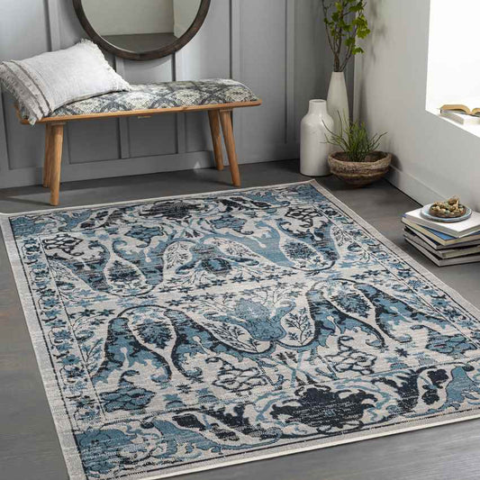 West Lebanon Traditional Navy Washable Area Rug