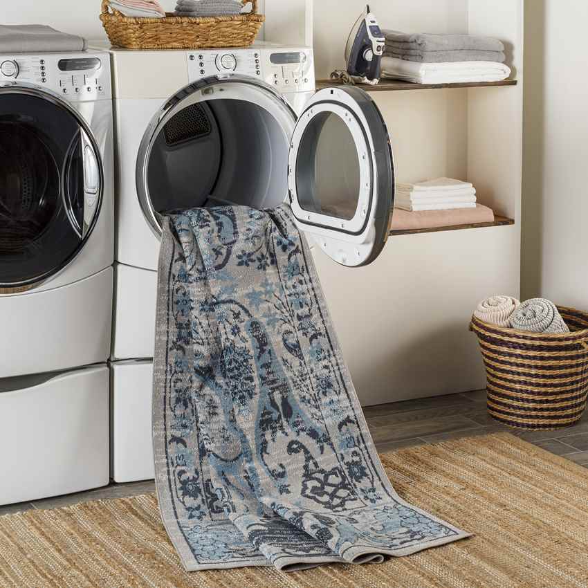 West Lebanon Traditional Navy Washable Area Rug