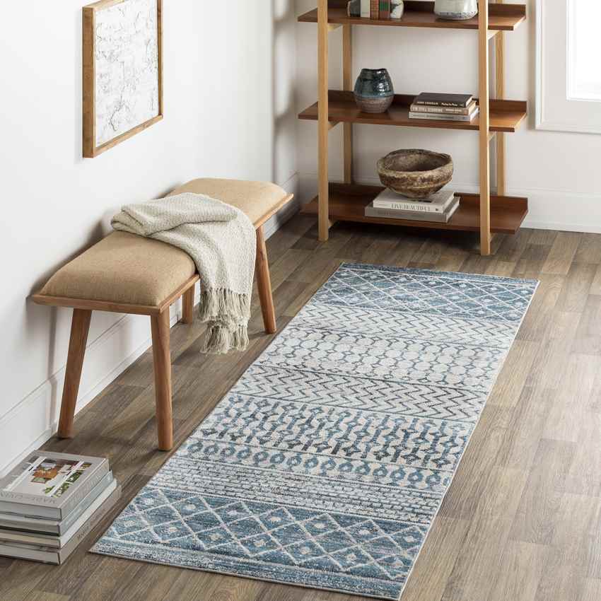 West Terre Haute Global Pale Blue Washable Area Rug