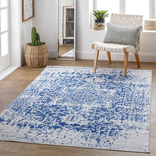 Straughn Traditional Blue Washable Area Rug