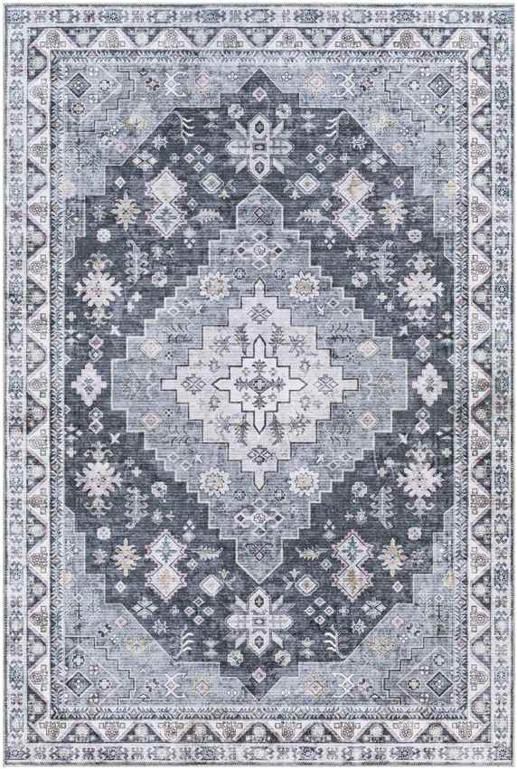 Walford Traditional Denim Washable Area Rug