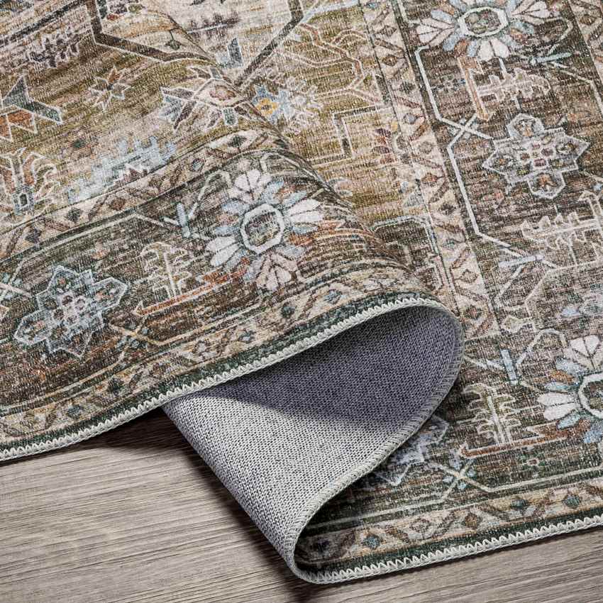 Washta Traditional Taupe Washable Area Rug