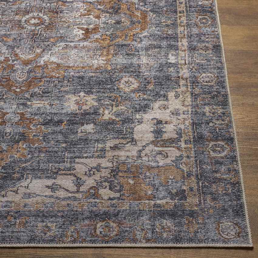 West Liberty Traditional Charcoal Washable Area Rug