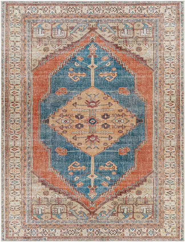 Westgate Traditional Burnt Orange Washable Area Rug