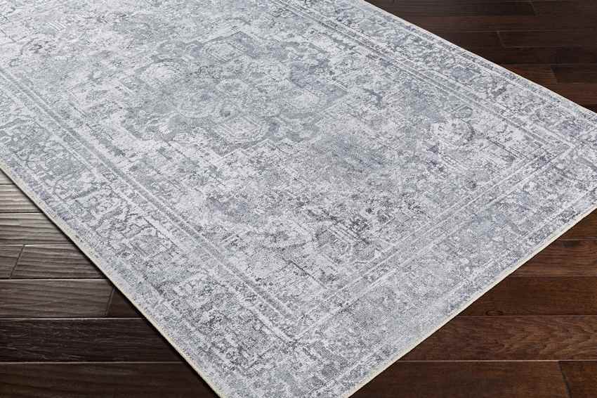 Whitten Traditional Light Gray Washable Area Rug