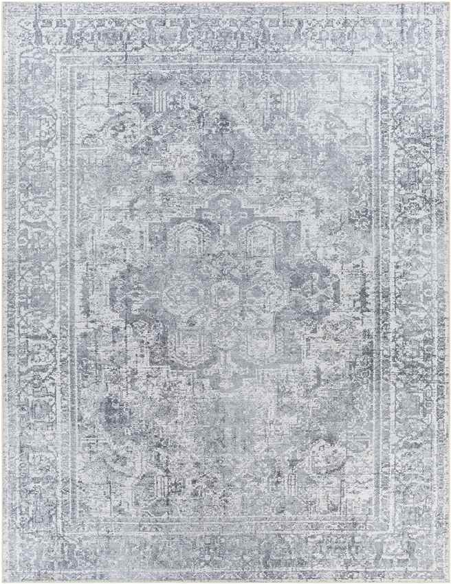 Whitten Traditional Light Gray Washable Area Rug