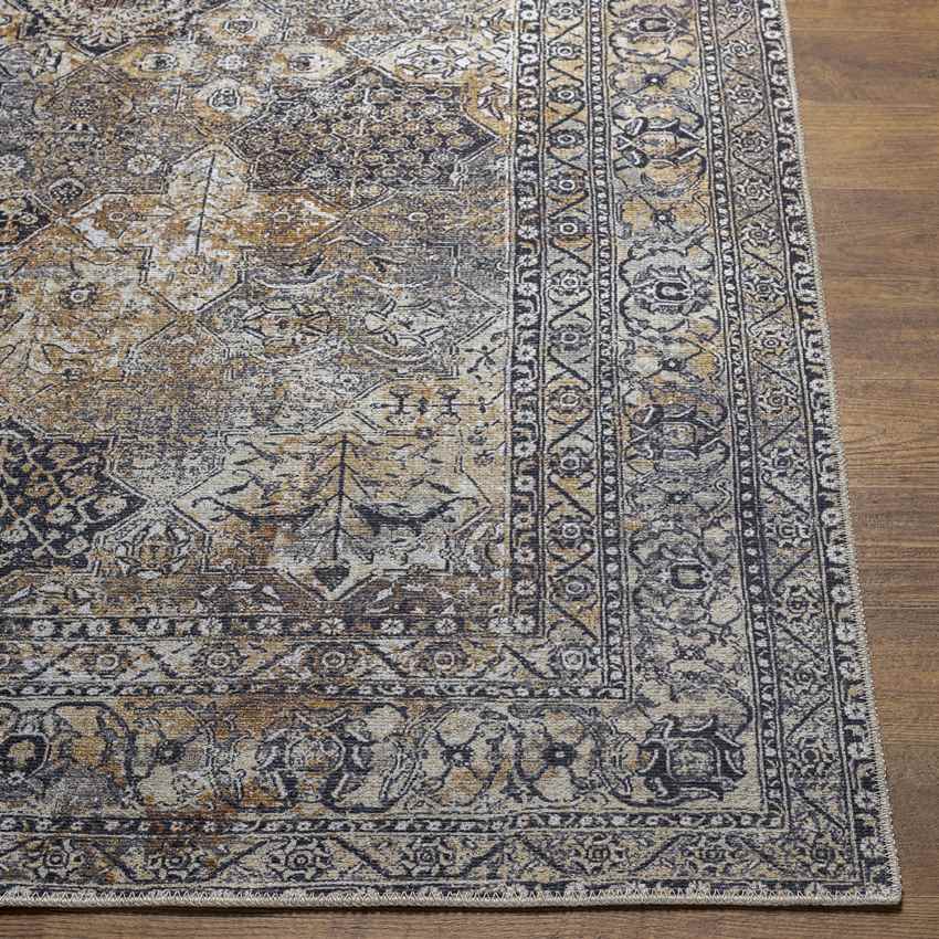 Willey Traditional Charcoal Washable Area Rug