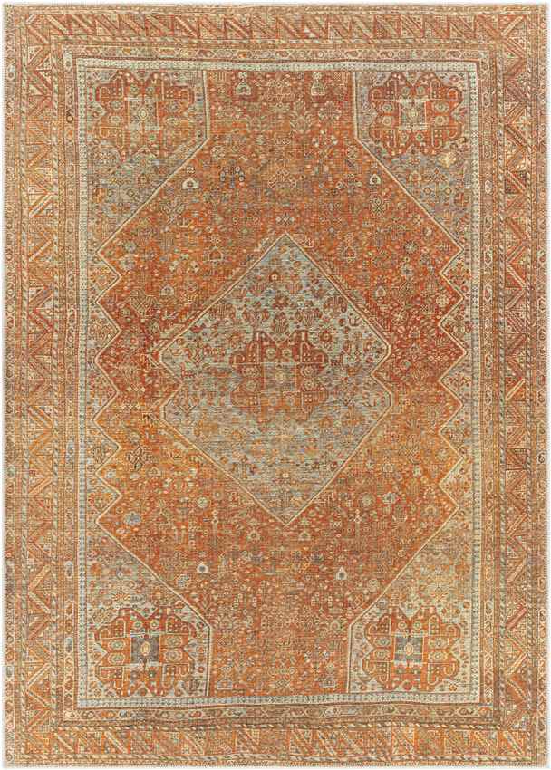 Kontea Traditional Burnt Orange Washable Area Rug