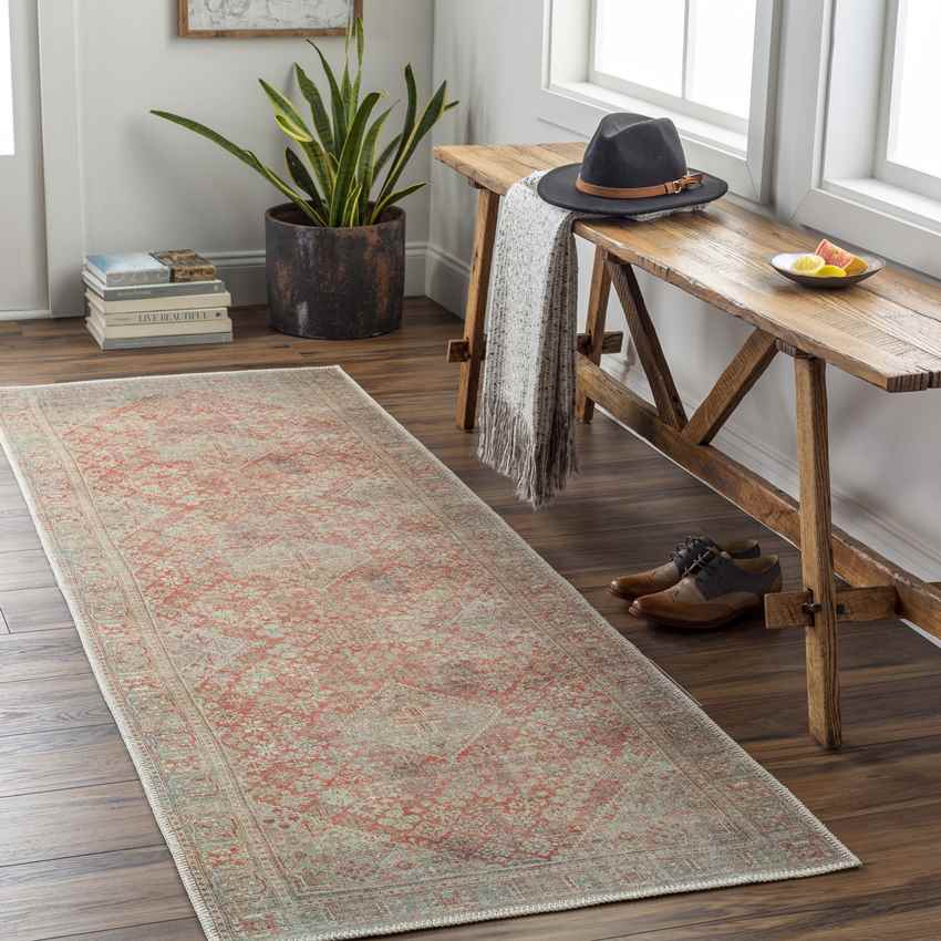 Mylikouri Traditional Rust Washable Area Rug