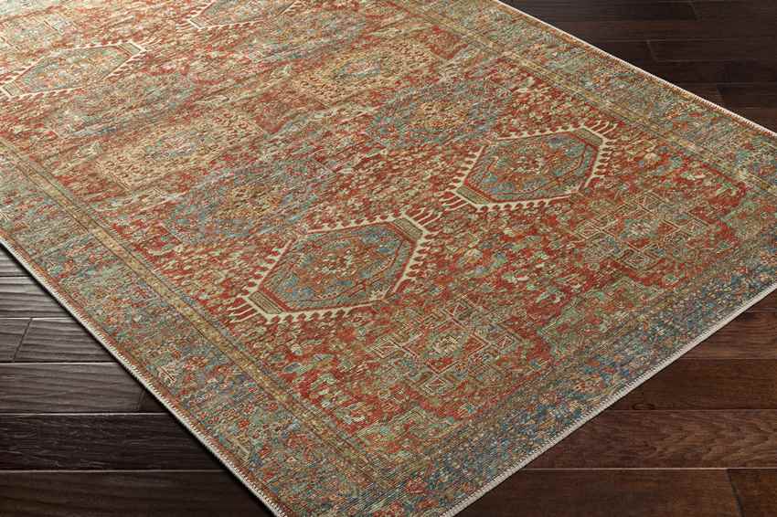 Xeros Traditional Rust Washable Area Rug