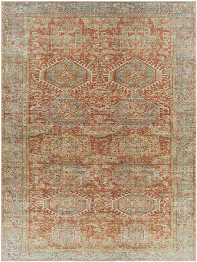 Xeros Traditional Rust Washable Area Rug