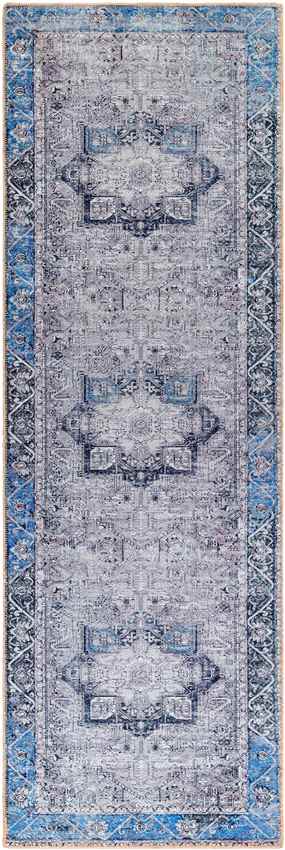 Nora Traditional Navy Washable Mandala Area Rug