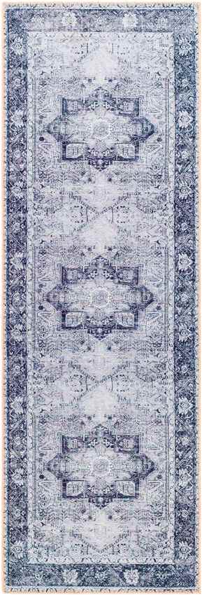 Nora Traditional Denim Washable Mandala Area Rug