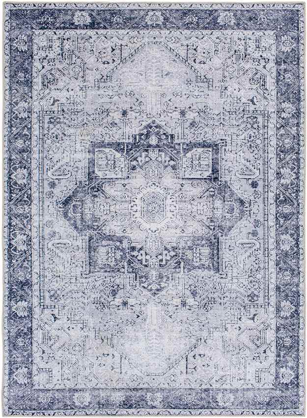 Nora Traditional Denim Washable Mandala Area Rug