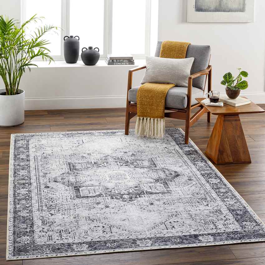 Nora Traditional Denim Washable Mandala Area Rug