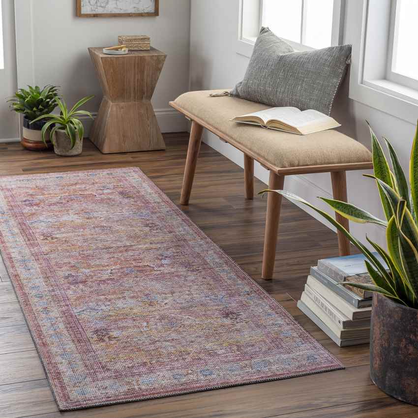 Afania Traditional Rust Washable Area Rug