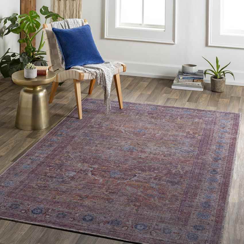 Afania Traditional Rust Washable Area Rug