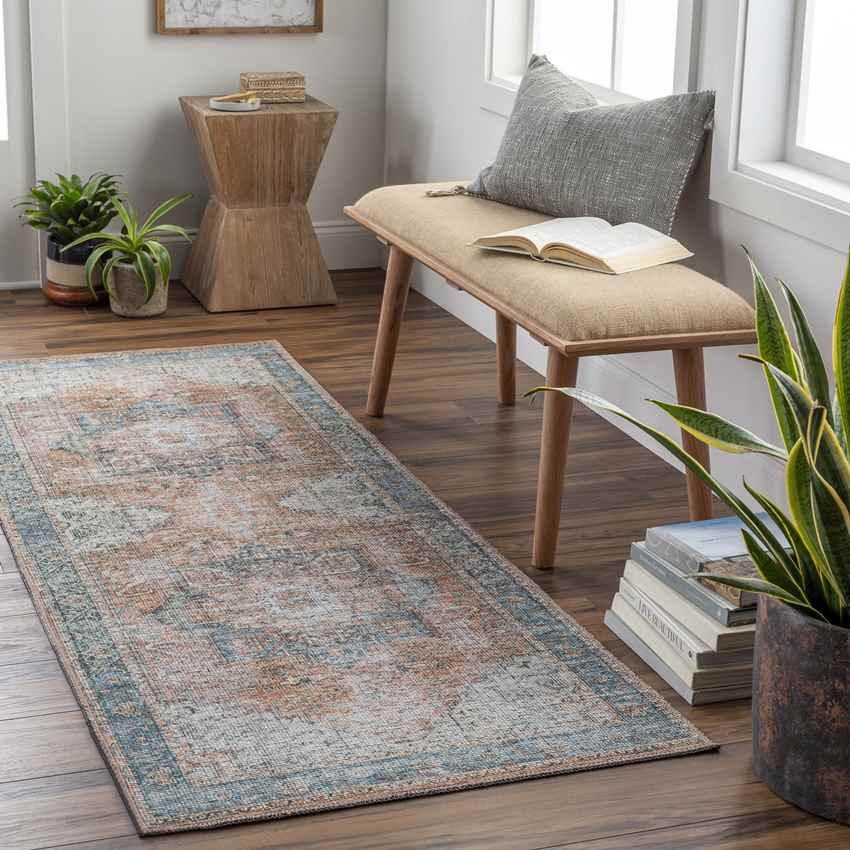 Fyllia Traditional Burnt Orange Washable Area Rug