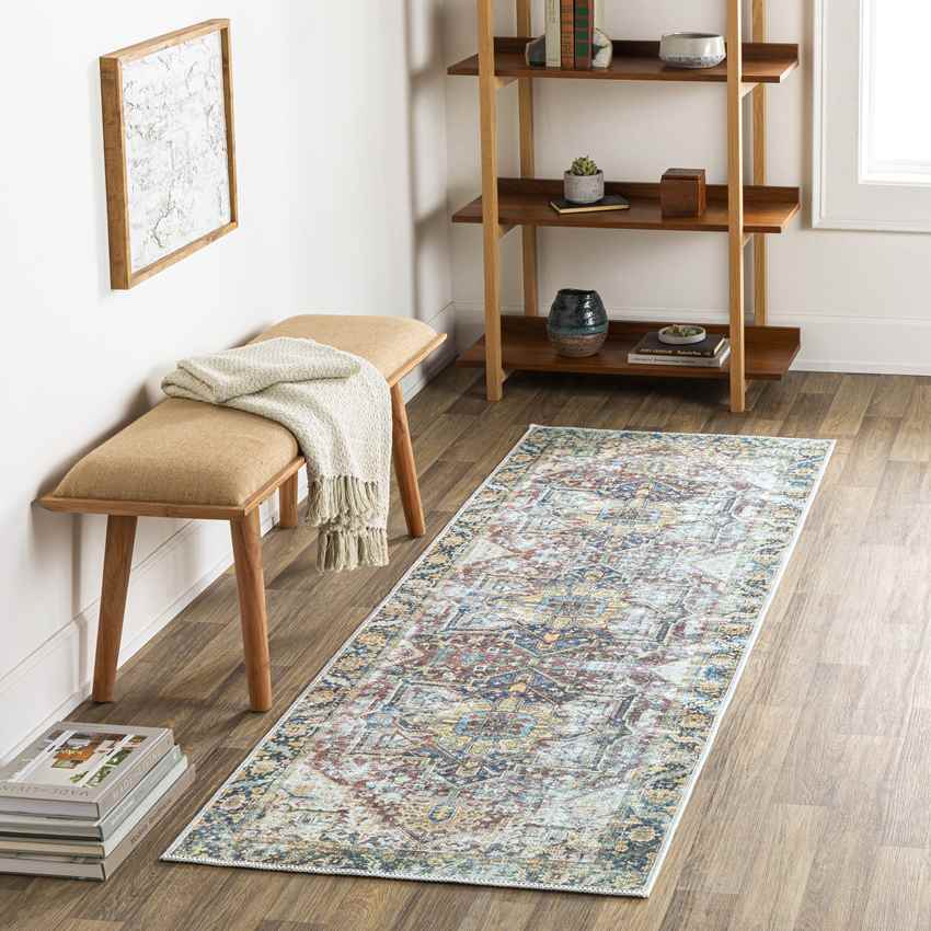 Gilbertville Traditional Green Washable Area Rug