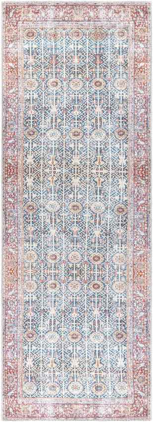 Gillett Grove Traditional Teal Washable Area Rug