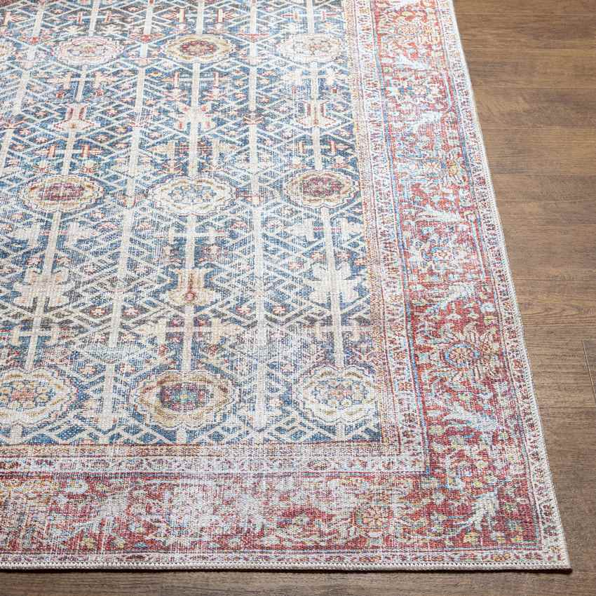 Gillett Grove Traditional Teal Washable Area Rug