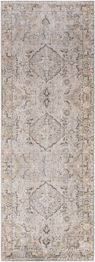 Goose Lake Traditional Taupe Washable Area Rug