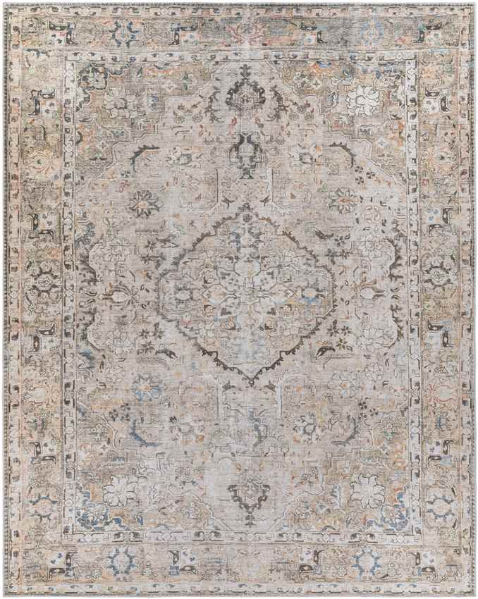 Goose Lake Traditional Taupe Washable Area Rug