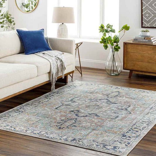 Kridia Traditional Sage Washable Area Rug