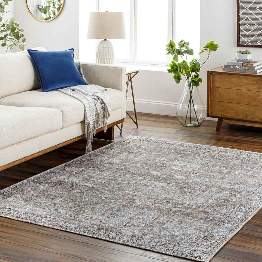 Marathovounos Traditional Brown Washable Area Rug