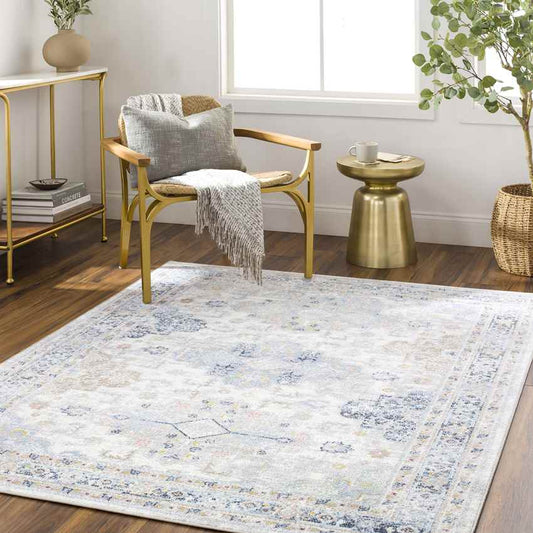 Lynch Traditional Light Blue Washable Area Rug