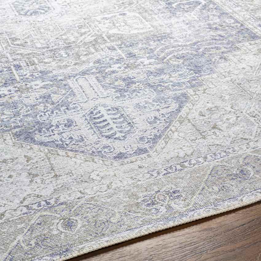 Nora Traditional Light Gray Washable Mandala Area Rug