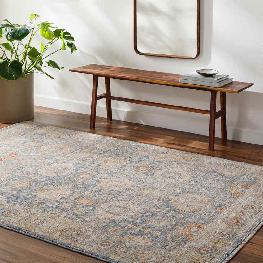 Basehor Traditional Denim Area Rug