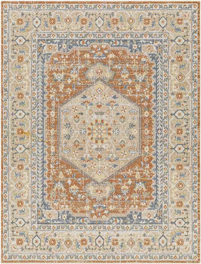 Edmond Traditional Burnt Orange Washable Area Rug