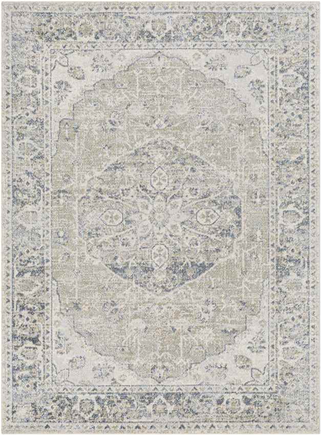 Edmonson Traditional Olive/Dark Blue Washable Area Rug