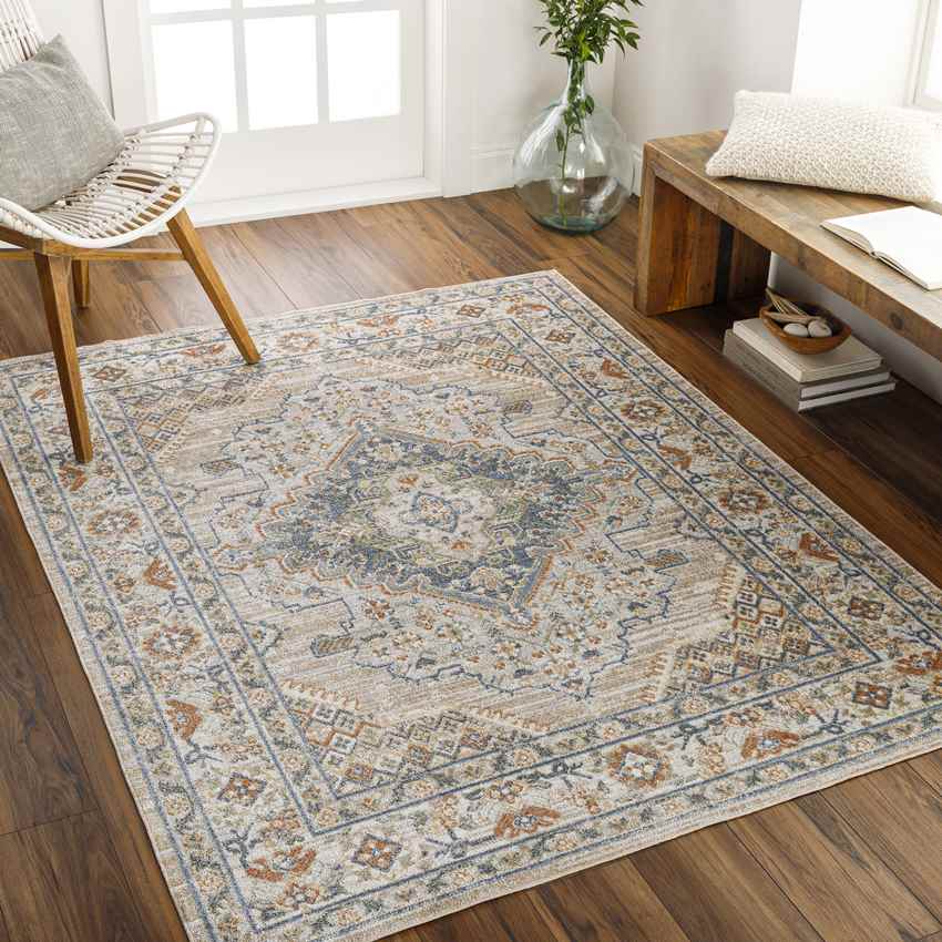 Ellinwood Traditional Burnt Orange Washable Area Rug